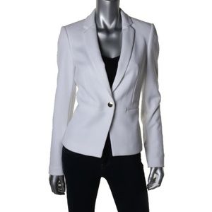 BAR III White Ponte Notch Collar One-Button Blazer